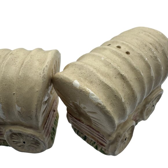 Vintage Ceramic Covered Wagon Salt & Pepper Shaker Set - Picture 3 of 6